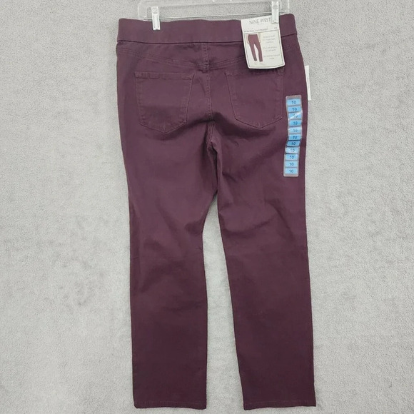 NWT Nine West Jeans Heidi Pull-On Straight Pants Stretch Maroon Sz 10    14PT - Picture 2 of 9